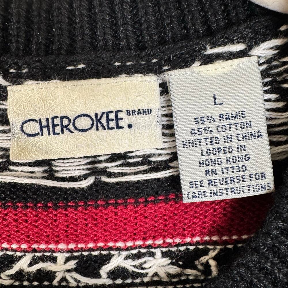 VTG CHEROKEE Fair Isle CardiganSweater Women’s Knit Button Front Holiday Large - Picture 6 of 7